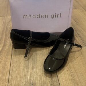 Madden Girl Shiny Black Mary Jane Flats